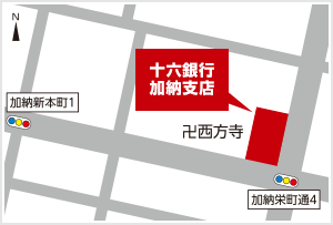 地図：十六銀行加納支店