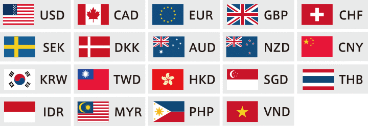 IMAGE：Following currencies are available／兑换货币
