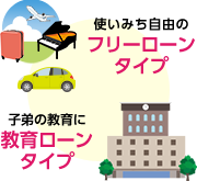 使い道自由の「フリーローンタイプ」、子弟の教育に「教育ローンタイプ」