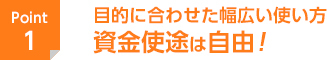 目的に合わせた幅広い使い方　資金使途は自由！